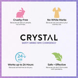 CRYSTAL Aluminum Free Mineral Deodorant Roll-On for Women & Men, Lavender & White Tea - Paraben Free - Certified Cruelty Free & Vegan Deodorant - 2.25 Fl Oz (Pack of 3)