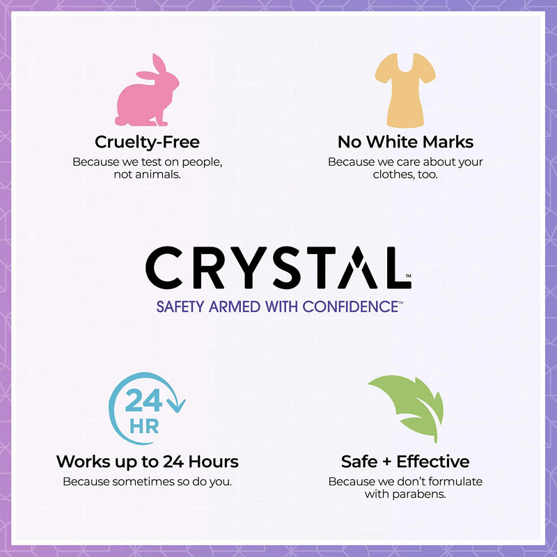 CRYSTAL Aluminum Free Mineral Deodorant Roll-On for Women & Men, Lavender & White Tea - Paraben Free - Certified Cruelty Free & Vegan Deodorant - 2.25 Fl Oz (Pack of 3)