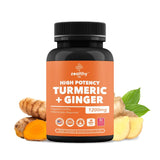 Turmeric & Ginger Supplement - 180 Capsules, High Potency 1200mg