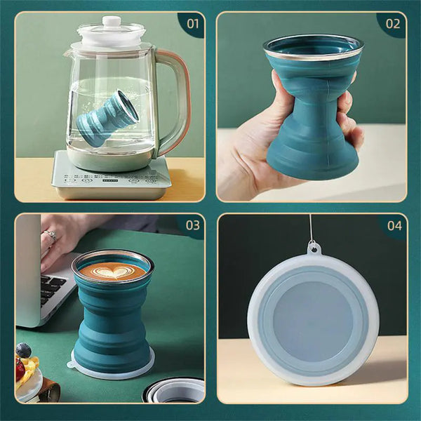 Portable Silicone Collapsible Cup With Lid